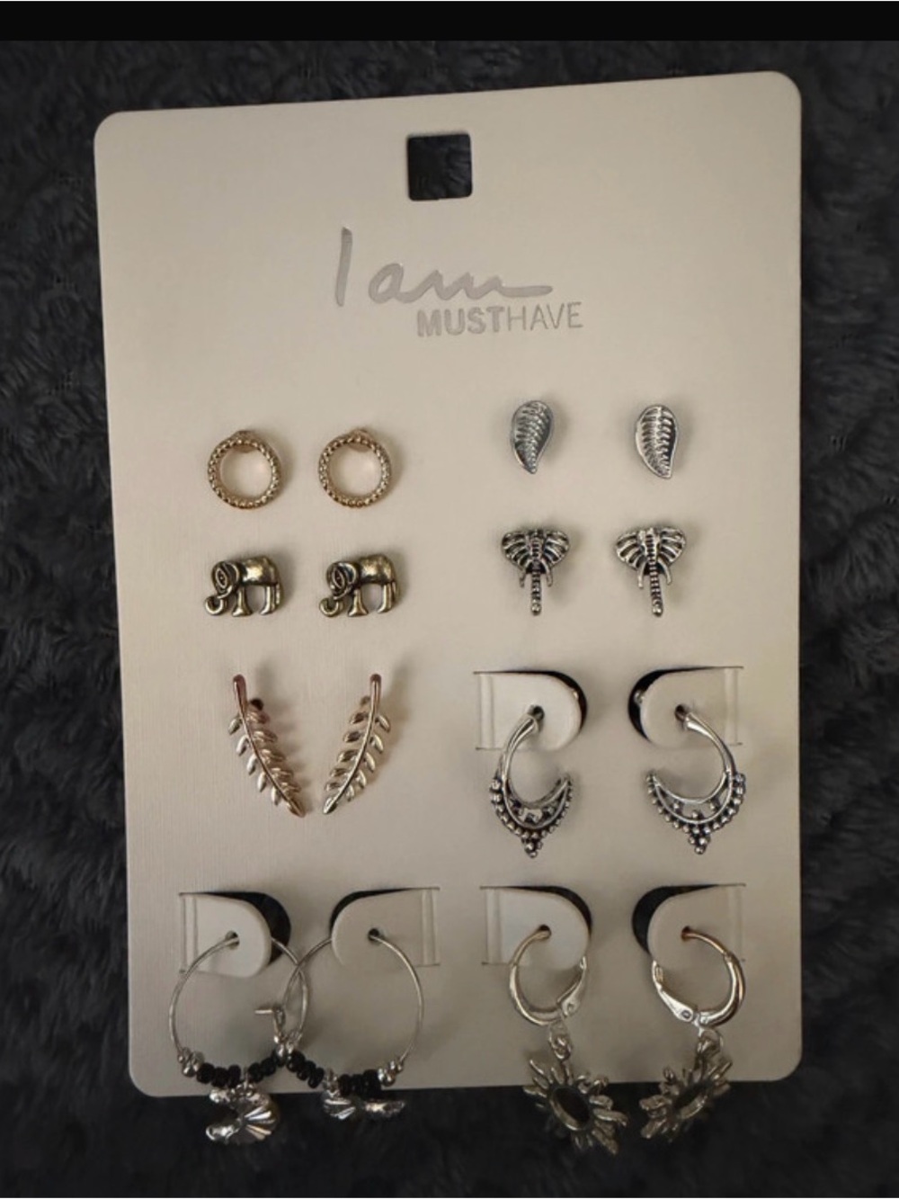 Gold and Silver Mixed Metal Earring Set of 8